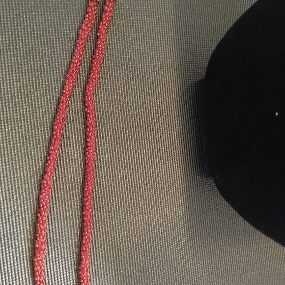 Vintage Pyrope Burgundy Red Garnet Natural Gemstone Bead Necklace Gold Tone 19" - Picture 4 of 7